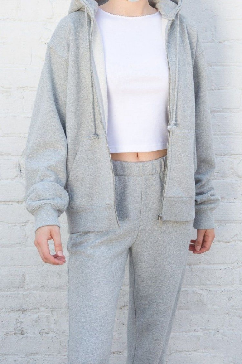 Sweat a Capuche Brandy Melville Christy Grise Clair | WFR-97543382